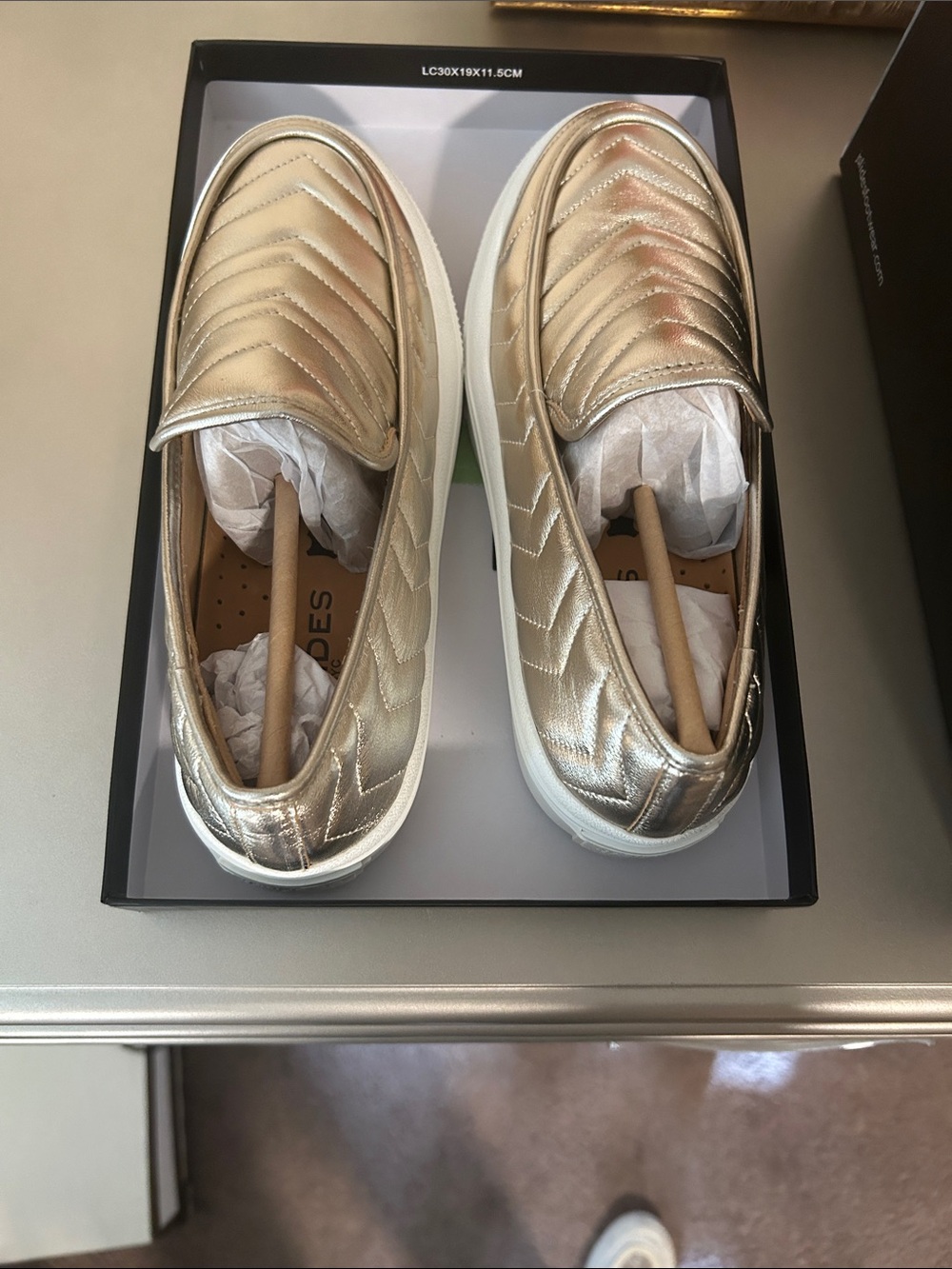 J/Slides Metallic Gold Slip-On Women’s Shoes